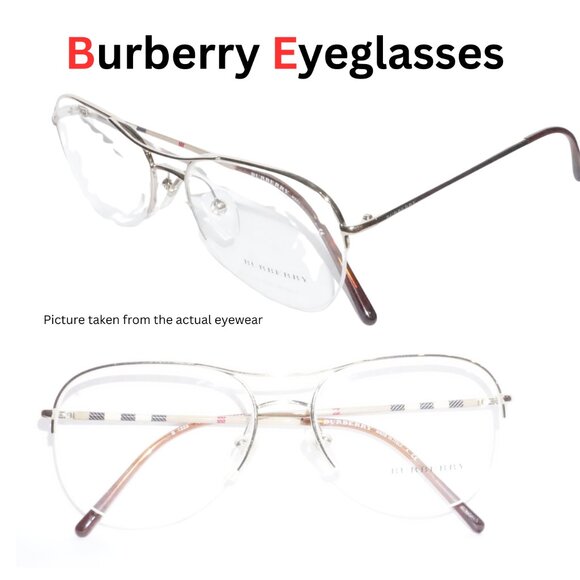 New BURBERRY 1225  Aviator eyeglasses Unisex, Made in Italy - Picture 2 of 5